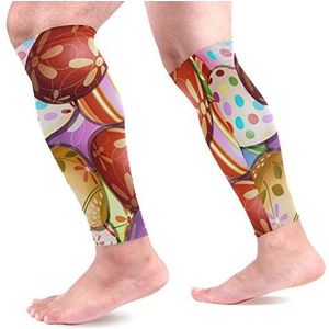 EZIOLY Paaseieren Sport Kalf Compressie Mouwen Been Compressie Sokken Kalf Guard voor hardlopen, Fietsen, Moederschap, Reizen, Verpleegkundigen