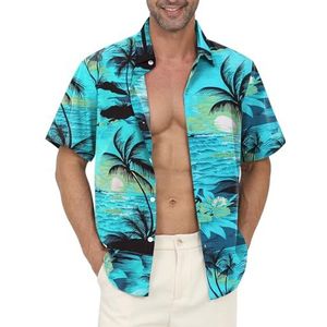 Hawaïaans shirt voor mannen - Hawaiiaanse buttondown shirts met bloemenprint, casual, korte mouwen
