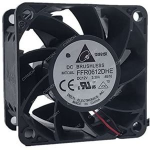 CYRMZAY Compatibel voor Delta FFR0612DHE 12V 3.30A 6038 6cm 2-Wire Cooling Koelventilator