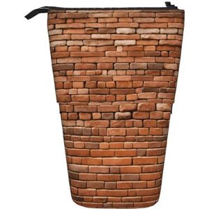 Evengigy Oude Bakstenen Muur Print Leuke Potlood Case met Zip Verstelbare Stand Potlood Houder Grappige Make-up Tas, Zwart, Eén maat, Tas Organizer