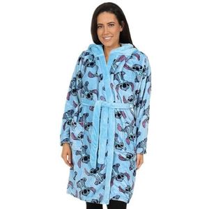 Dames Lilo en Stitch Stitch blauwe fleece ochtendjas fleece badjas met capuchon voor dames, Blauw, 42-44