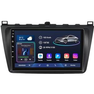Android 14 9 Inch Touchscreen Autoradio 2 Din voor Mazda 6 2008-2012 met CarPlay & Android Auto Stuurbediening GPS Navigatie AHD Backup Camera Bluetooth (YS60 (8+128G))