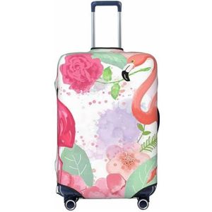BTCOWZRV Reisbagage Cover Mode Koffer Protector Twee Rode Flamingo's Print Wasbare Bagage Covers Reizen Koffer Case Protector Past 18-32 Inch Bagage, Zwart, Small