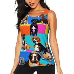 JGHHOUN Beagle Patronen Print Stijlvolle Atletische Tank Top Zomer Activiteiten Vissen Camping Yoga Blijf Koel Droog, Zwart, S