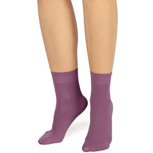 LORES Microvezel ondoorzichtige strakke sokken voor dames, ronde lengte, 60 denier, anti-drukband, enkelhoge kousen [Made in Italy], Melanzana, One size