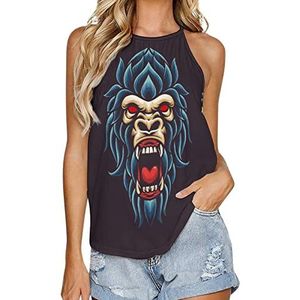Gorilla Head Tanktop voor dames, zomer, mouwloos, T-shirts, halter, casual vest, blouse, print, T-shirt, 5XL