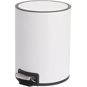 Prullenbak Afvalemmer Vuilnisbak Ronde Metalen Vuilnisbak Voor Slaapkamer Stap Prullenbak Prullenbak Vuilniscontainer Bin Voor Badkamer Prullenbak Kantoor (Color : White, Size : 22.5 * 30CM)