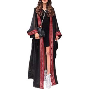 YouKD Zomer Geborduurd Bloemen Lang Vest Bohemian Kimono Strand Badpak Cover Up Plus Size Jurk voor Dames