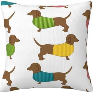 YUNWEIKEJI Teckel hondenfeestjes, kussensloop, decoratieve kussensloop, zachte polyester kussenslopen, 45 x 45 cm