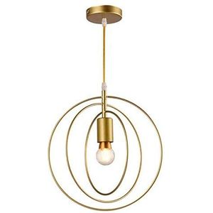 Vintage industriële verlichting metaal loft hanglamp retro plafondlamp retro lamp schaduw voor E27 hanglamp woonkamer eetkamer restaurant etc (zwart) (goud (rond))