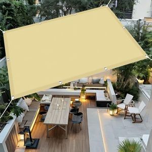 Zonneschermzeil Voor Tuin 300 x 300 cm Rechthoek Tuinzeilluifels Voor Terrassen Uv-Bescherming Eenvoudig Te Installeren Voor Buiten, Tuin, Terras, Tuin, Feest, Creme Kleur