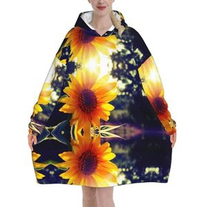 Oversized Zonnebloem Hoodies Vrouwen Uk Pluizige Deken Hoodie Sherpa Vrouwen Fleece Draagbare Deken Mannen
