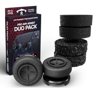 ProFPS Duo Pack – Geschikt voor PS5 & PS4 – 4 Precision Rings + 2 Thumbsticks – Mixed Black eSports Accessoire voor PlayStation Controller – Concave & Domed Low-Rise – Grip & Aim Kit