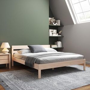 Bed 200x200 cm geolied houten - Külli Scandi Style bedframe zonder lattenbodem - Gemaakt van FSC® massief berkenhout - Natuurlijke kleur - Draagvermogen 350 kg