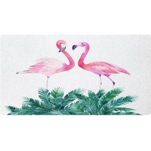 VAPOKF Roze flamingo keukenmat voor koppels, antislip wasbaar vloertapijt, absorberende keukenmatten loper tapijten voor keuken, hal, wasruimte