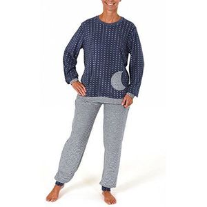 Normann Lange badstof pyjama voor dames, met manchetten, ook in grote maten tot 60/62-201 93 200, stippen jeans, 40