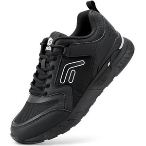 FitVille Loopschoenen Heren Extra Breed Diabetische Sneakers met Klittenband Ademende Loopschoenen Comfortabele Sportschoenen voor Brede Platvoeten Plantaire Fasciitis Puur zwart 41 EU Breed