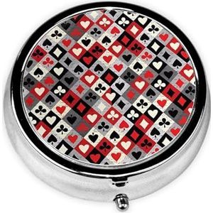 Geruit ruitpatroon, draagbare pillendoos, 3-vaks medicijnpillenetui, bedrukte pillenorganizer voor zakportemonnee en reizen