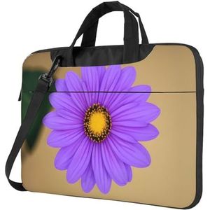 SSIMOO Gekleurde strepen verticale stijlvolle en lichtgewicht laptop messenger bag, handtas, aktetas, perfect voor zakenreizen, Paarse Bloem, 15.6 inch