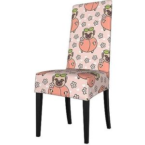 KemEng Roze hond perzik, stoelhoezen, stoelbeschermer, stretch eetkamerstoelhoes, stoelhoes voor stoelen