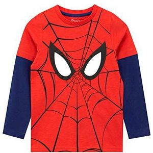 Marvel Jongens Spiderman Top met Lange Mouwen, Rood, 3-4 jaar
