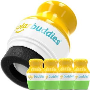 Solar Buddies Zonnebrandcrème Applicator - Pak van 4 groene - Herbruikbare roll-on sponsapplicator voor zonnebrandcrème, zonnebrand en lotion voor kinderen, volwassenen en gezinnen - Bevat 100 ml