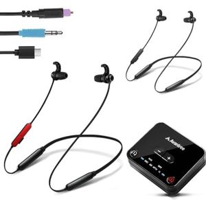 Avantree HT41866-Q - Draadloze oordopjes voor tv-luisteren (set van 2), 20H Bluetooth nekband oortelefoons set voor optische