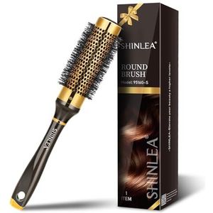 SHINLEA Kleine ronde haarborstel voor kort haar en pony, aluminium roller om te föhnen, voegt volume toe aan damessalonkrullen en steil haar - 1,3 inch haarvat, 4 cm met borstelharen