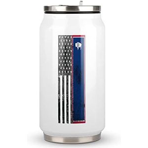 USA Wyoming State Flag Travel Mok met Deksel Coke Cup Geïsoleerde Tumbler Water Fles Thee Cup Voor Vrouwen Mannen