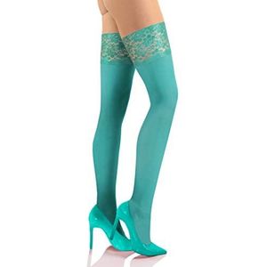 SESTO SENSO Dames Zelfdragende Kousen van Microvezel 50 Den Ondoorzichtig Sexy 1 Paar Kant Groen 3/4 Mint