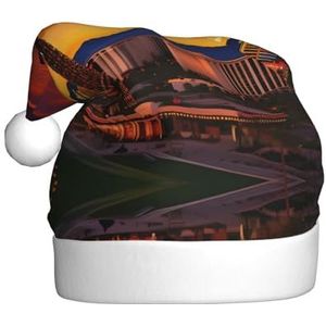 ZISHAK Las Vegas Sunset Delightful Volwassen Pluche Kerst Hoed -Festive Decoratieve Hoed Voor Vakantie Plezier