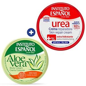Instituto Español Aloë Vera Body Urea Cream Bundle voor dagelijkse huidverzorging, Dagelijkse voedende en hydraterende Body Cream voor hand, voeten en knieën voor alle huidtypen, Set 800ml