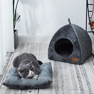 Kattenhuisje, kattenhol, outdoor, kattenhuis voor buiten, kattenmand, outdoor, voor katten, kattenbed, hol, kattenhuis, outdoor, met afneembaar, huisdierhuis met mat, waterdicht