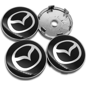 4 stuks auto wielnaafdoppen voor Mazda 2 3 5 6 CX-5 CX-7 CX-9 MX-5 ATENZA 56mm auto wieldoppen wieldoppen vervangende wieldoppen stickers A