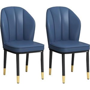 Maaltijd Stoelen Eetkamerstoel Keukenstoelen Set van 2 leren stoelen for woonkamer Slaapkamer Kaptafel Patio(Dark Blue)