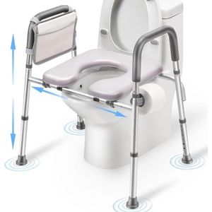 weybaihe Verhoogde toiletbril met handvatten - verstelbare verhoogde toiletbrilverhoger, 400 lbs verstelbare veiligheidsassist-douchestoel voor ouderen, handicap, zwangere