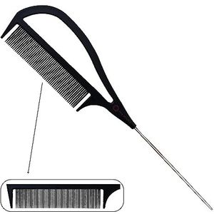 Pink Pewter Authentieke ""Never Let Go"" koolstofvezel professionele styling kam, balayage en markering lange staart metalen pick teaser kam