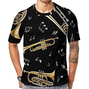 Musical Instrumenta grafisch T-shirt met korte mouwen voor heren, ronde hals, print, casual T-shirt, tops, 6XL