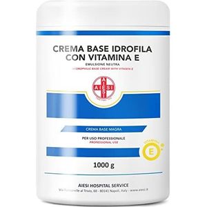 AIESI® Hydrofiele basiscrème pure magere neutrale emulsie verrijkt met vitamine E (Pot 1 kg), Ideaal voor farmaceutisch, cosmetisch en dermatologisch gebruik, Made in Italy