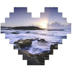 Puerto Rico strand gedrukt bouwstenen blok puzzel hartvormige foto DIY bouwsteen puzzel gepersonaliseerde liefde baksteen puzzels voor hem, voor haar, voor geliefden