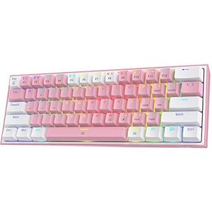 Redragon K617 Fizz - Bekabeld Toetsenbord - Compact - 60% - RGB - 61 Toetsen - Roze en Witte Toetsendoppen