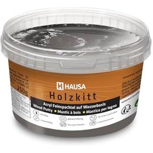 HAUSA Houtkitt 250 g ebbenhouten plamuurmassa, stopverf voor hout, houtplamuur/vulmassa voor het repareren van houtschade, gebruiksklaar, uitstekende vulkracht, sneldrogend, scheurbestendig