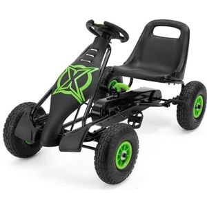 Xootz Viper Racing Go Kart, Kids Ride On Pedal Car met Gear Stick en Handrem, Zwart
