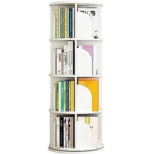 Boekenkasten 360 ° draaibare boekenplank Multi-tier staande boekenkast Houten boekenrek Grote capaciteit Home Study Bookshelf Organizer Ruimtebesparend