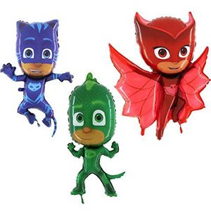 Set van 3 PJ maskers folie vorm karakter ballonnen - Catboy, Gekko & Owlette - Feestartikelen voor kinderen
