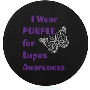 I Wear Purple for Lupus Awareness Snijplank Ronde Dienblad Slagers Blok Snijplank voor het Snijden van Vlees Groenten Kaas En Brood