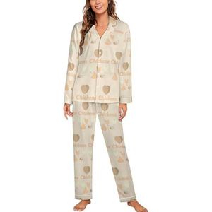 I Love My Chicken dames lange mouw button down nachtkleding zachte nachtkleding lounge pyjama set S