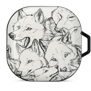 Sweet Wolves Familie Oordopjes Hoesje Compatibel met Samsung Hard Shell Beschermhoes Zwart-Stijl