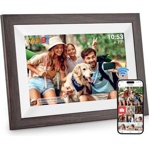 Hesmor Frameo digitale fotolijst wifi, 10,1 inch Frameo digitale fotolijst, 1280 x 800 IPS LCD-aanraakscherm, auto-rotat ingebouwde 64 GB opslag elektronische fotolijst delen foto's video's overal