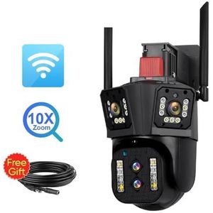 Bewakingscamera, 8K UHD IP Camera Outdoor 10X Optische Zoom Auto Tracking 6K PTZ Vier Lens Drie Scherm waterdichte Beveiligingscamera(8K 10xZoom No Card)